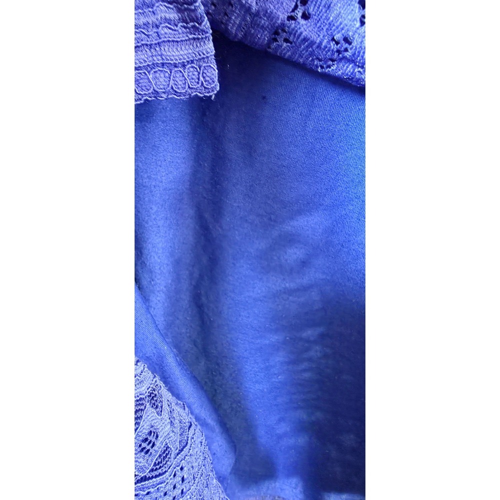 JM Collection Tunic Top Plus Size 3X XXX Blue Lace Overlay Keyhole Neck 3/4 Slvs - Picture 8 of 9